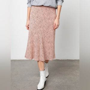 Rails Anya Pink Rose and Black Spotted Polka Dot Midi Skirt